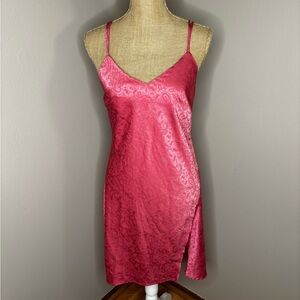 Forever 21 Paisley Pink Satin Chemise Slip Dress Size Medium
